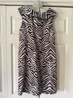 Dana Buchman Brown and White Zebra Print Dress